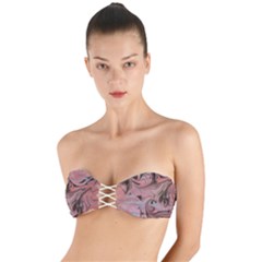 Pink Swirls Twist Bandeau Bikini Top by kaleidomarblingart