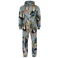 Famous Heroes Of The Kabuki Stage Played By Frogs  Hooded Jumpsuit (men)  by Sobalvarro