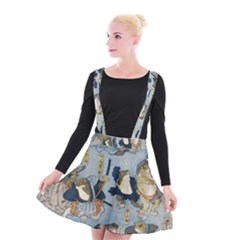 Famous Heroes Of The Kabuki Stage Played By Frogs  Suspender Skater Skirt by Sobalvarro