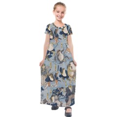 Famous Heroes Of The Kabuki Stage Played By Frogs  Kids  Short Sleeve Maxi Dress by Sobalvarro