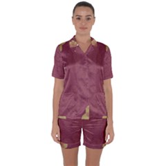 Misty Rose Satin Short Sleeve Pajamas Set by LW323