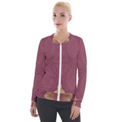 Misty Rose Velvet Zip Up Jacket by LW323