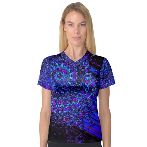 Uv Mandala V-neck Sport Mesh Tee by MRNStudios