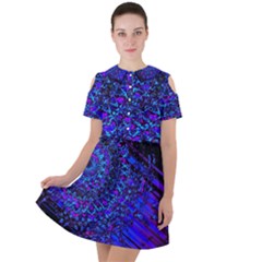 Uv Mandala Short Sleeve Shoulder Cut Out Dress  by MRNStudios