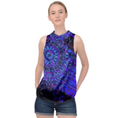 Uv Mandala High Neck Satin Top by MRNStudios