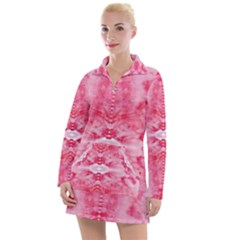 Pink Marbling Ornate Women s Long Sleeve Casual Dress by kaleidomarblingart