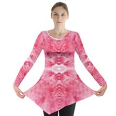 Pink Marbling Ornate Long Sleeve Tunic  by kaleidomarblingart