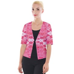 Pink Marbling Ornate Cropped Button Cardigan by kaleidomarblingart