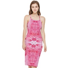 Pink Marbling Ornate Bodycon Cross Back Summer Dress