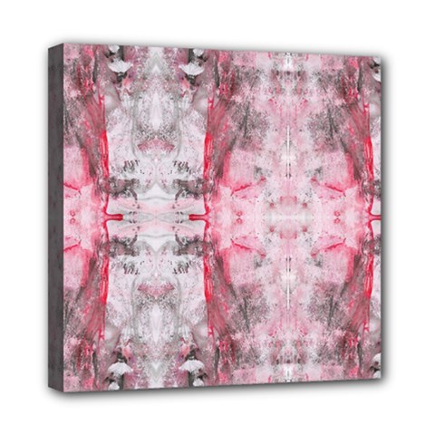 Pink On Grey I Repeats Mini Canvas 8  X 8  (stretched) by kaleidomarblingart