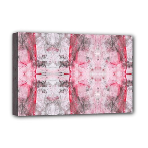 Pink On Grey I Repeats Deluxe Canvas 18  X 12  (stretched) by kaleidomarblingart