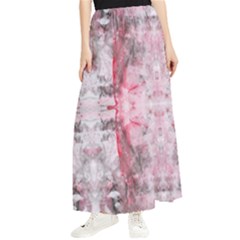 Pink On Grey I Repeats Maxi Chiffon Skirt