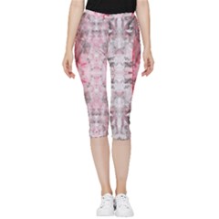 Pink On Grey I Repeats Inside Out Lightweight Velour Capri Leggings 