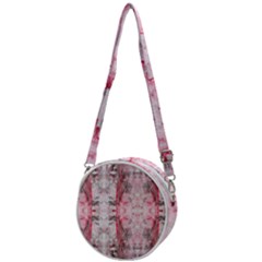 Pink On Grey I Repeats Crossbody Circle Bag by kaleidomarblingart