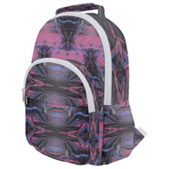 Grey Pink Module  Rounded Multi Pocket Backpack by kaleidomarblingart