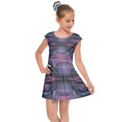 Grey Pink Module  Kids  Cap Sleeve Dress by kaleidomarblingart