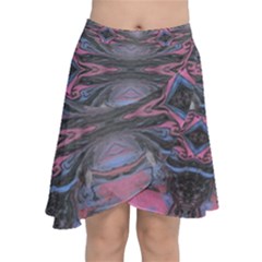 Grey Pink Module  Chiffon Wrap Front Skirt by kaleidomarblingart