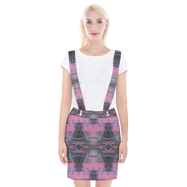 Grey Pink Module  Braces Suspender Skirt