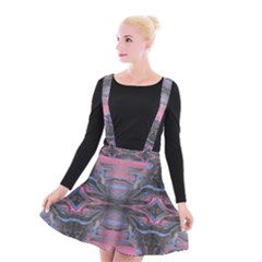 Grey Pink Module  Suspender Skater Skirt by kaleidomarblingart