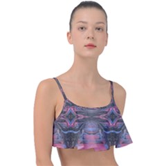 Grey Pink Module  Frill Bikini Top by kaleidomarblingart