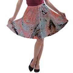 Pink Arabesque A-line Skater Skirt by kaleidomarblingart