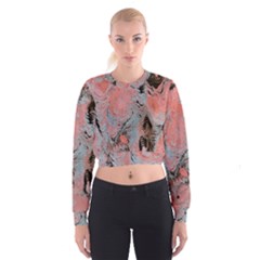 Pink Arabesque Cropped Sweatshirt by kaleidomarblingart