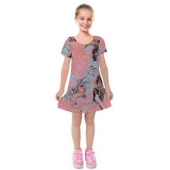 Pink Arabesque Kids  Short Sleeve Velvet Dress by kaleidomarblingart