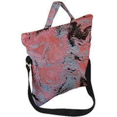 Pink Arabesque Fold Over Handle Tote Bag by kaleidomarblingart