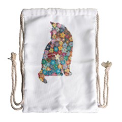 Flower Cat Drawstring Bag (large) by LW323