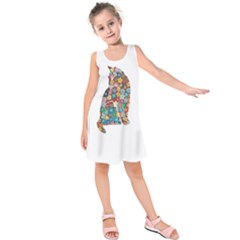 Flower Cat Kids  Sleeveless Dress by LW323