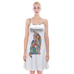 Flower Cat Spaghetti Strap Velvet Dress