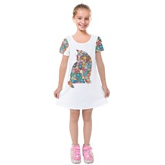 Flower Cat Kids  Short Sleeve Velvet Dress