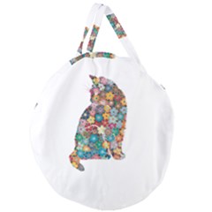 Flower Cat Giant Round Zipper Tote by LW323