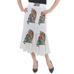 Flower Cat Midi Mermaid Skirt by LW323