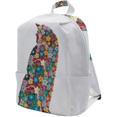 Flower Cat Zip Up Backpack by LW323