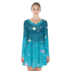 Bluesplash Long Sleeve Velvet V-neck Dress