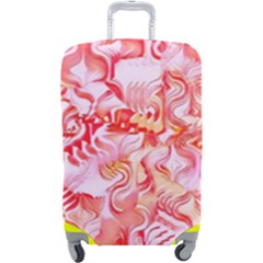 Cherry Blossom Cascades Abstract Floral Pattern Pink White  Luggage Cover (large) by CrypticFragmentsDesign