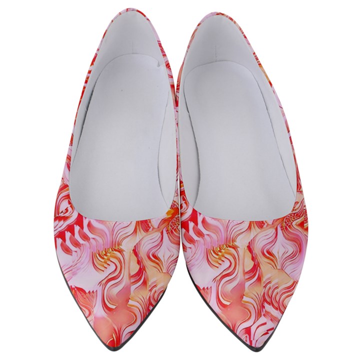 Cherry Blossom Cascades Abstract Floral Pattern Pink White  Women s Low Heels