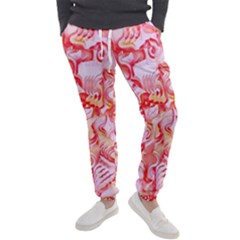 Cherry Blossom Cascades Abstract Floral Pattern Pink White  Men s Jogger Sweatpants by CrypticFragmentsDesign