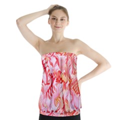 Cherry Blossom Cascades Abstract Floral Pattern Pink White  Strapless Top by CrypticFragmentsDesign