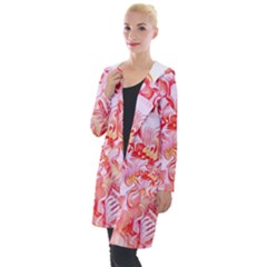 Cherry Blossom Cascades Abstract Floral Pattern Pink White  Hooded Pocket Cardigan by CrypticFragmentsDesign