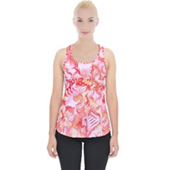 Cherry Blossom Cascades Abstract Floral Pattern Pink White  Piece Up Tank Top by CrypticFragmentsDesign