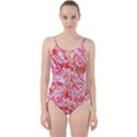 Cherry Blossom Cascades Abstract Floral Pattern Pink White  Cut Out Top Tankini Set View1