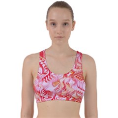 Cherry Blossom Cascades Abstract Floral Pattern Pink White  Back Weave Sports Bra by CrypticFragmentsDesign