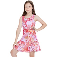 Cherry Blossom Cascades Abstract Floral Pattern Pink White  Kids  Lightweight Sleeveless Dress