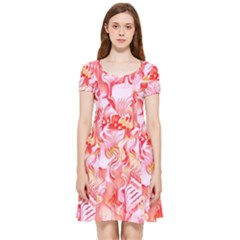 Cherry Blossom Cascades Abstract Floral Pattern Pink White  Inside Out Cap Sleeve Dress