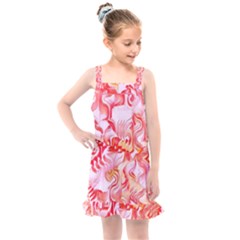 Cherry Blossom Cascades Abstract Floral Pattern Pink White  Kids  Overall Dress by CrypticFragmentsDesign