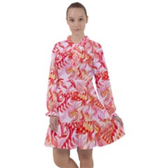 Cherry Blossom Cascades Abstract Floral Pattern Pink White  All Frills Chiffon Dress