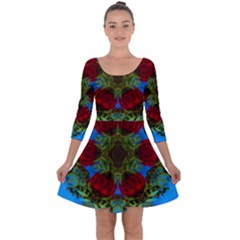 Rosette Quarter Sleeve Skater Dress by LW323