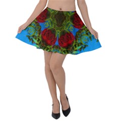 Rosette Velvet Skater Skirt